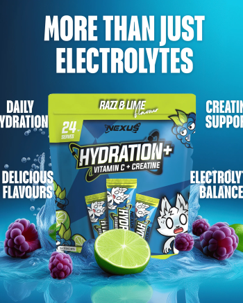 Nexus Hydration Electrolytes Powder | Electrolytes + Creatine - Raspberry Lime [24 Serves]